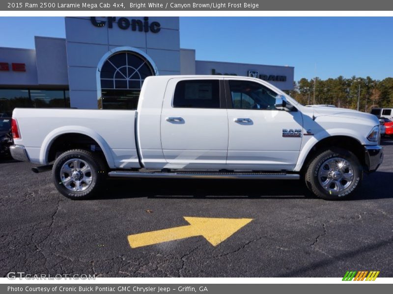 Bright White / Canyon Brown/Light Frost Beige 2015 Ram 2500 Laramie Mega Cab 4x4