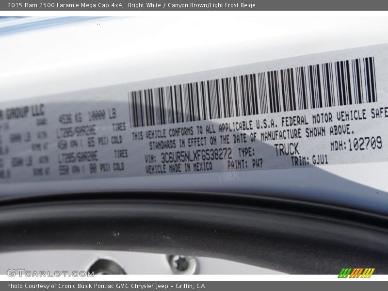 Bright White / Canyon Brown/Light Frost Beige 2015 Ram 2500 Laramie Mega Cab 4x4