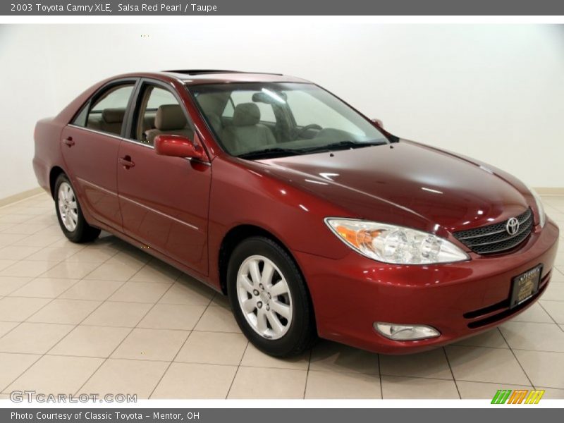 Salsa Red Pearl / Taupe 2003 Toyota Camry XLE