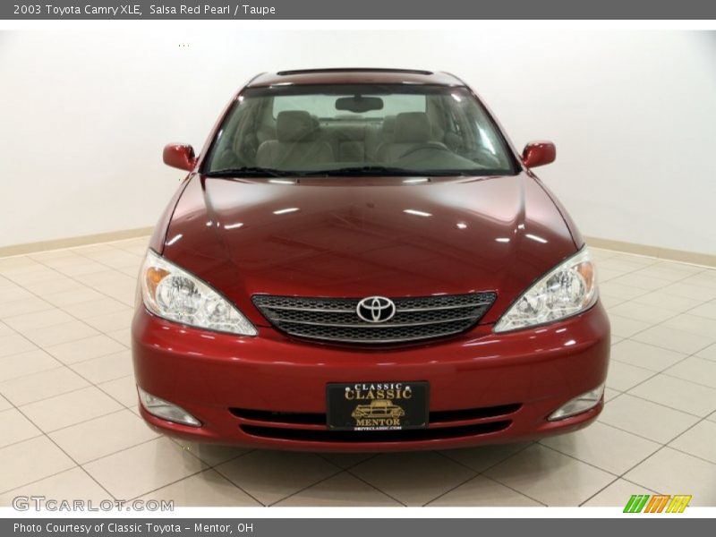 Salsa Red Pearl / Taupe 2003 Toyota Camry XLE