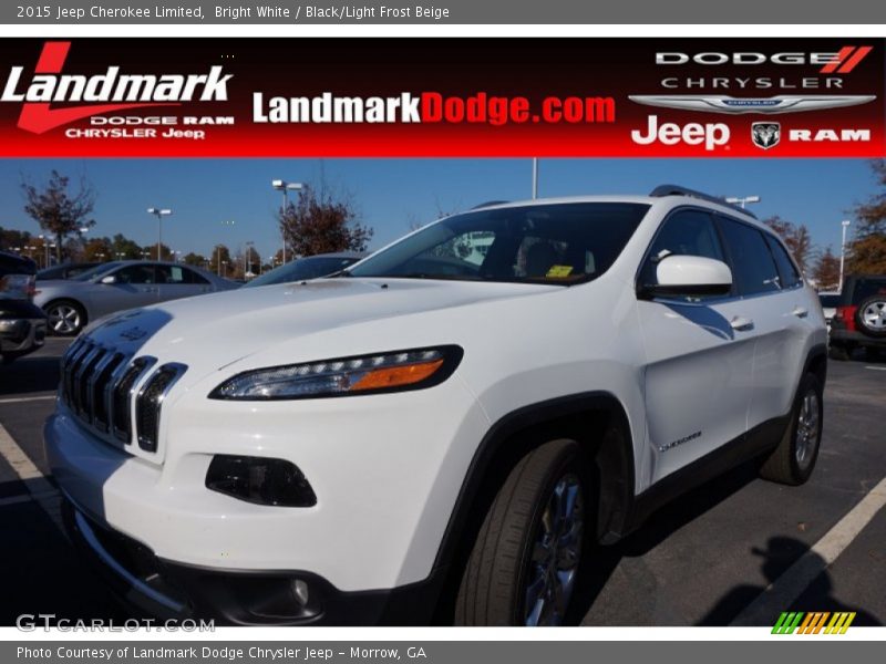 Bright White / Black/Light Frost Beige 2015 Jeep Cherokee Limited