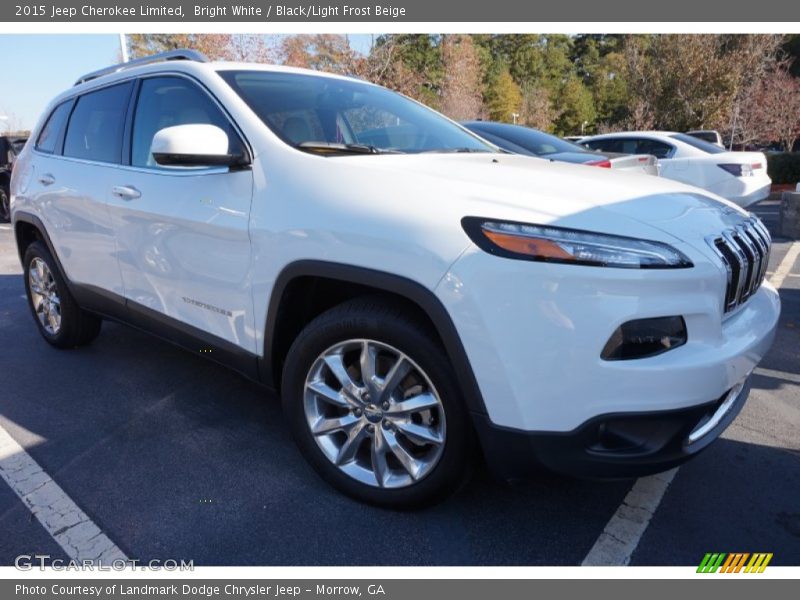 Bright White / Black/Light Frost Beige 2015 Jeep Cherokee Limited