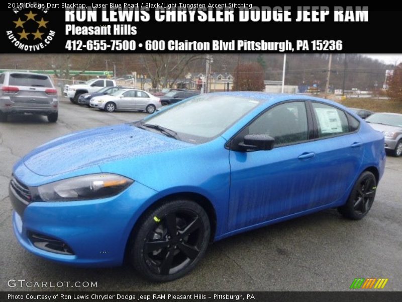 Laser Blue Pearl / Black/Light Tungsten Accent Stitching 2015 Dodge Dart Blacktop