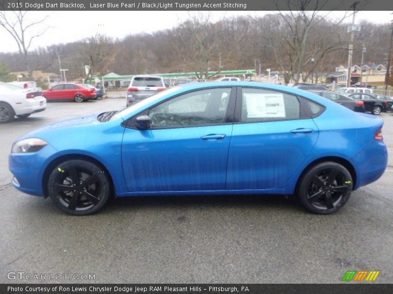 Laser Blue Pearl / Black/Light Tungsten Accent Stitching 2015 Dodge Dart Blacktop