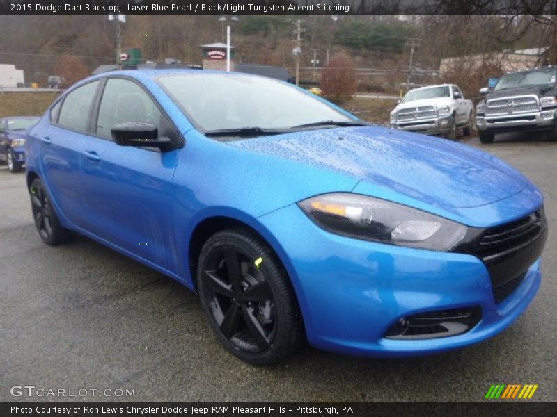 Laser Blue Pearl / Black/Light Tungsten Accent Stitching 2015 Dodge Dart Blacktop