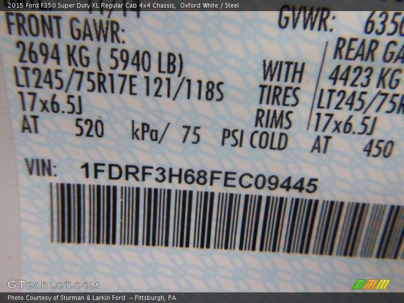 Oxford White / Steel 2015 Ford F350 Super Duty XL Regular Cab 4x4 Chassis