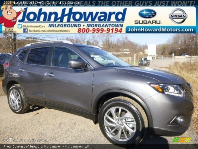 Gun Metallic / Charcoal 2015 Nissan Rogue SL AWD