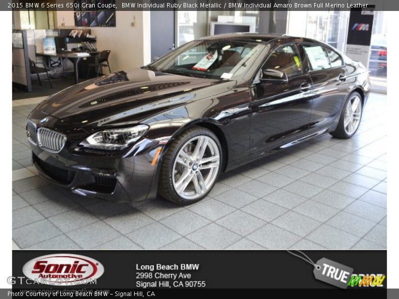 BMW Individual Ruby Black Metallic / BMW Individual Amaro Brown Full Merino Leather 2015 BMW 6 Series 650i Gran Coupe