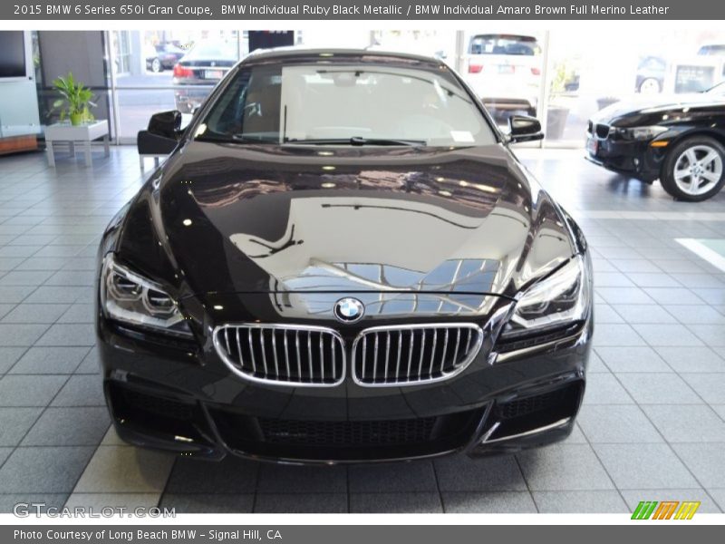 BMW Individual Ruby Black Metallic / BMW Individual Amaro Brown Full Merino Leather 2015 BMW 6 Series 650i Gran Coupe