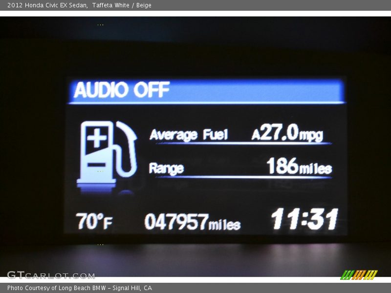 Taffeta White / Beige 2012 Honda Civic EX Sedan