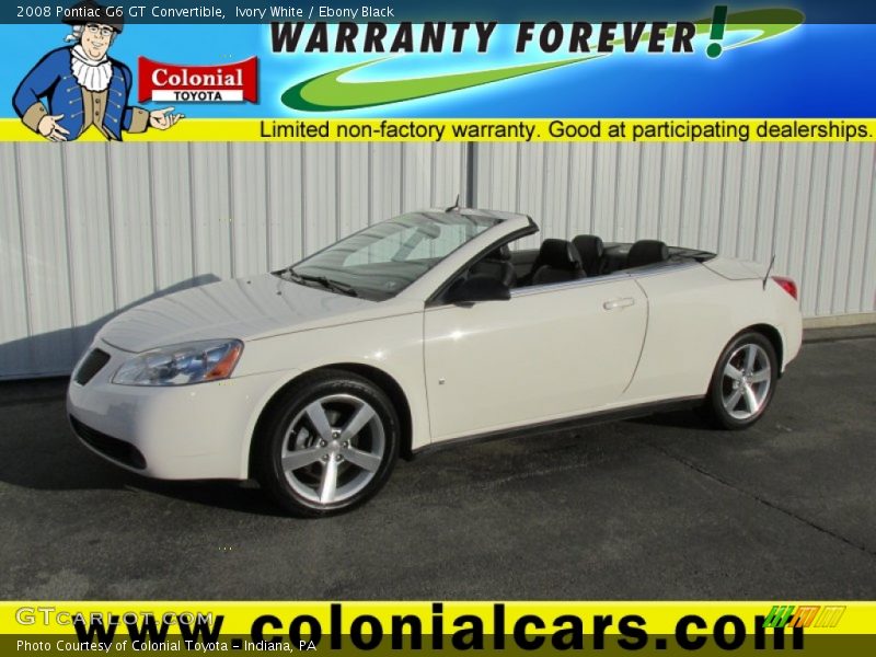 Ivory White / Ebony Black 2008 Pontiac G6 GT Convertible