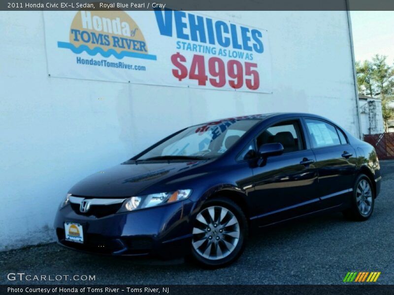 Royal Blue Pearl / Gray 2011 Honda Civic EX-L Sedan