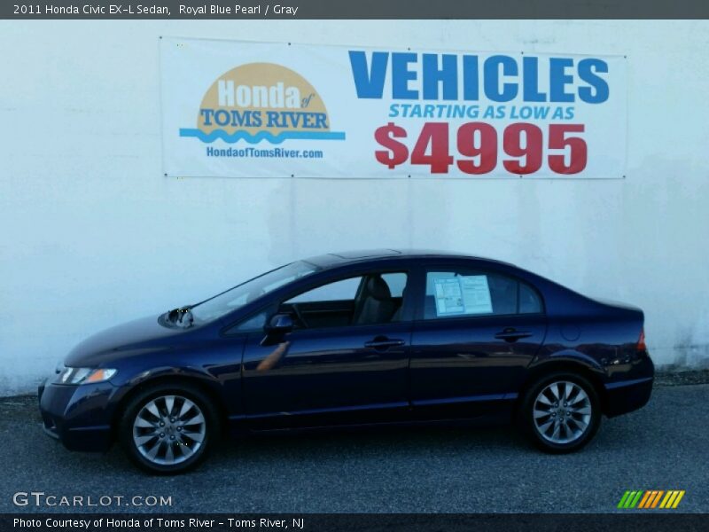 Royal Blue Pearl / Gray 2011 Honda Civic EX-L Sedan