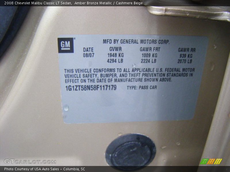 Amber Bronze Metallic / Cashmere Beige 2008 Chevrolet Malibu Classic LT Sedan