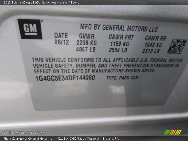 Quicksilver Metallic / Ebony 2013 Buick LaCrosse FWD