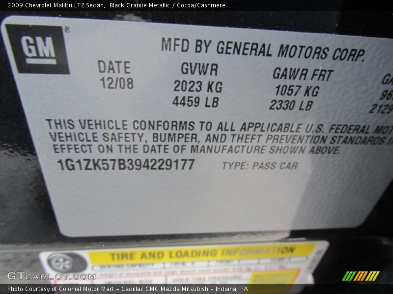 Black Granite Metallic / Cocoa/Cashmere 2009 Chevrolet Malibu LTZ Sedan