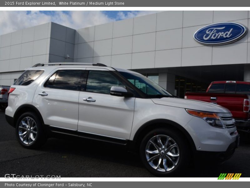 White Platinum / Medium Light Stone 2015 Ford Explorer Limited