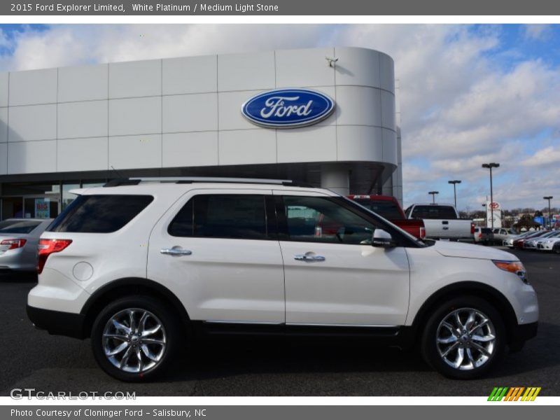 White Platinum / Medium Light Stone 2015 Ford Explorer Limited
