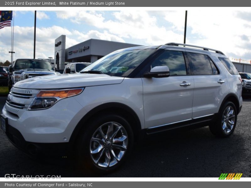 White Platinum / Medium Light Stone 2015 Ford Explorer Limited