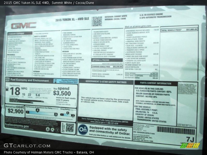 Summit White / Cocoa/Dune 2015 GMC Yukon XL SLE 4WD