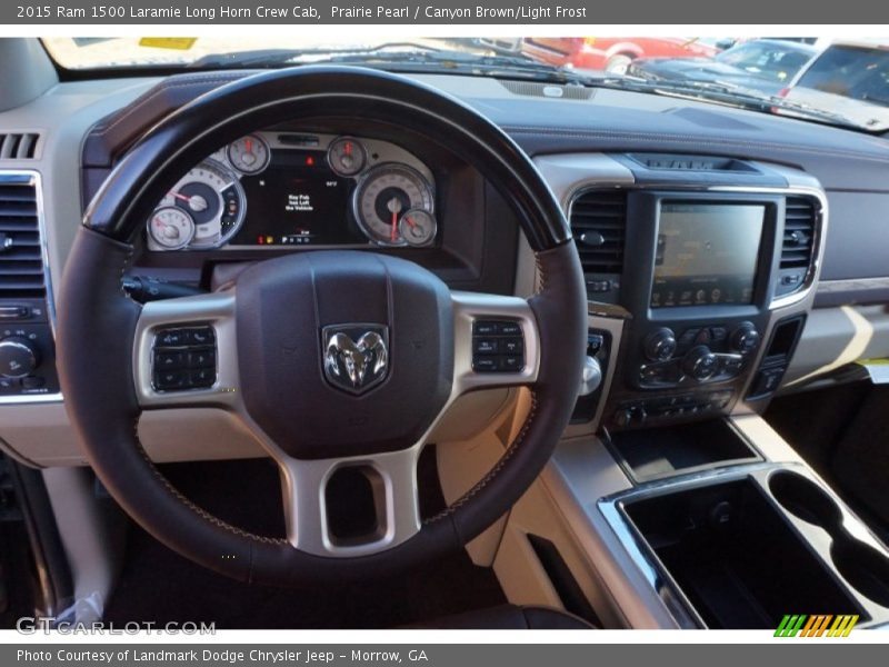Prairie Pearl / Canyon Brown/Light Frost 2015 Ram 1500 Laramie Long Horn Crew Cab