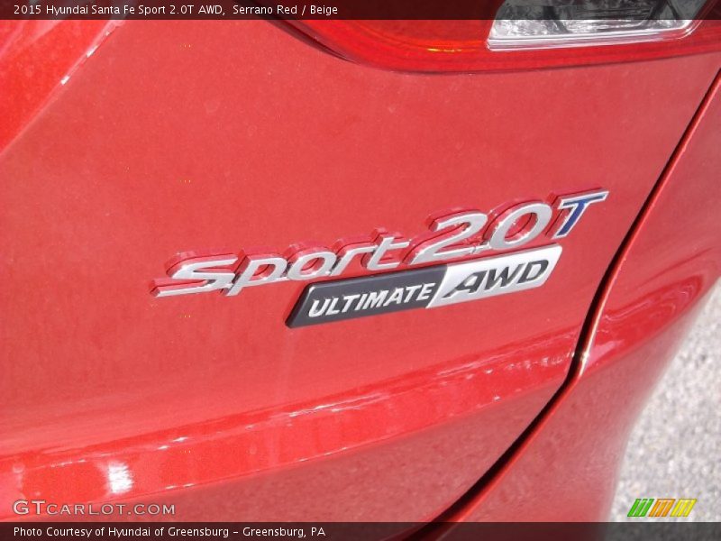 Serrano Red / Beige 2015 Hyundai Santa Fe Sport 2.0T AWD