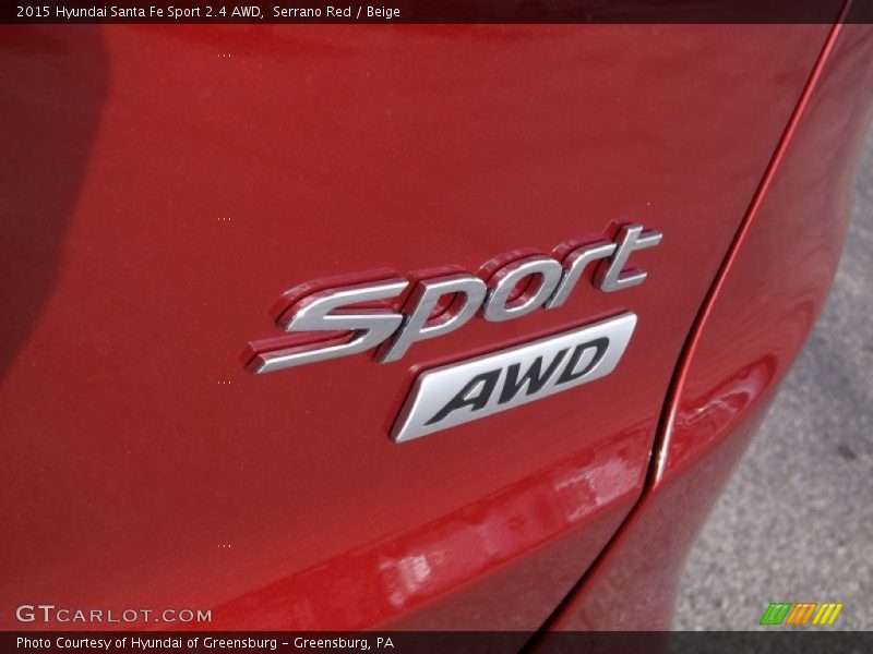 Serrano Red / Beige 2015 Hyundai Santa Fe Sport 2.4 AWD