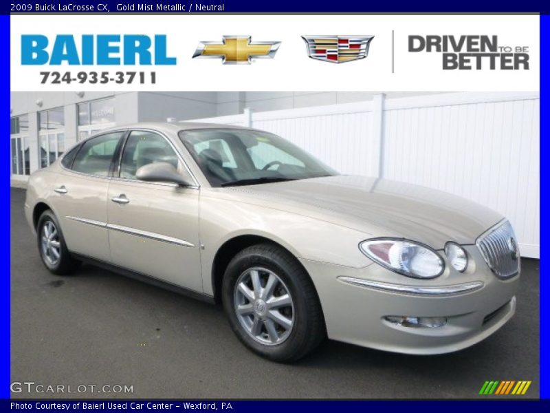 Gold Mist Metallic / Neutral 2009 Buick LaCrosse CX