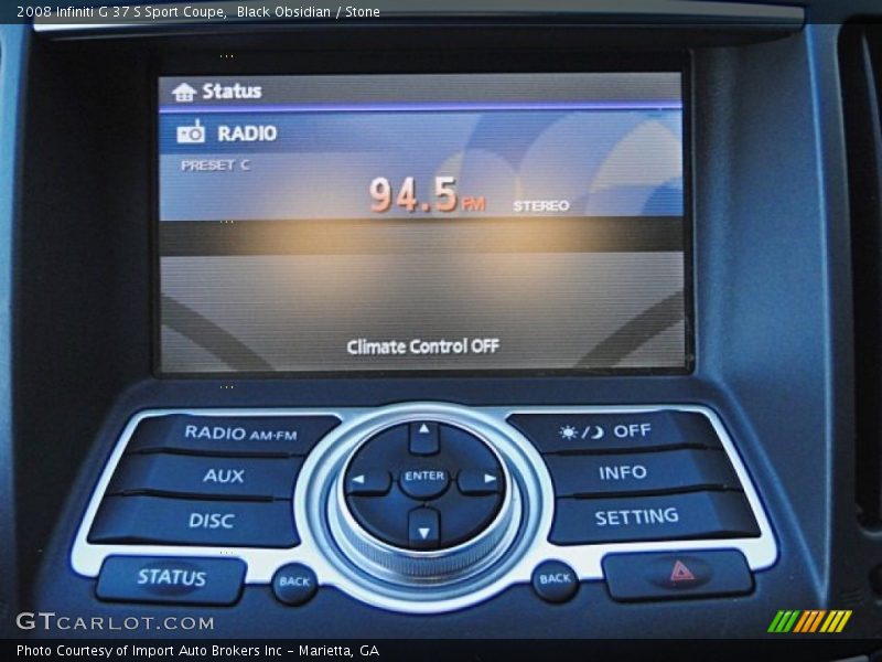 Controls of 2008 G 37 S Sport Coupe