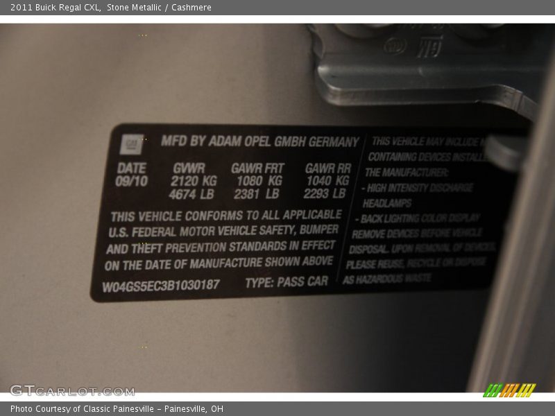 Stone Metallic / Cashmere 2011 Buick Regal CXL