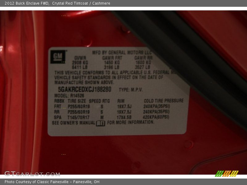 Crystal Red Tintcoat / Cashmere 2012 Buick Enclave FWD