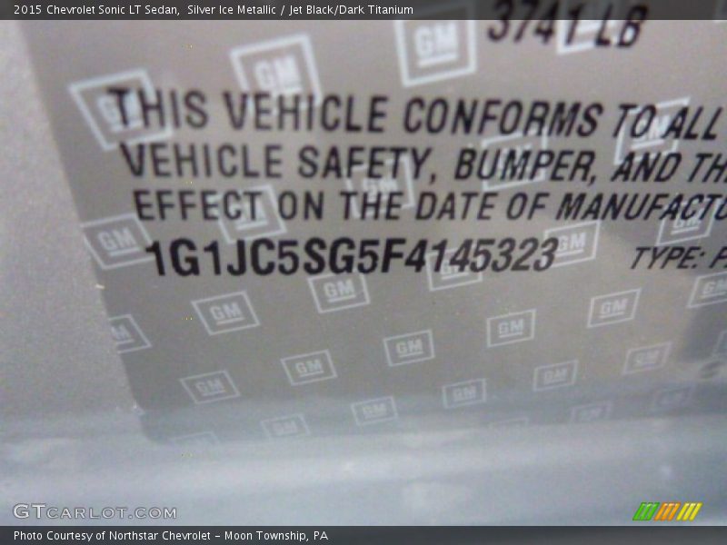 Silver Ice Metallic / Jet Black/Dark Titanium 2015 Chevrolet Sonic LT Sedan