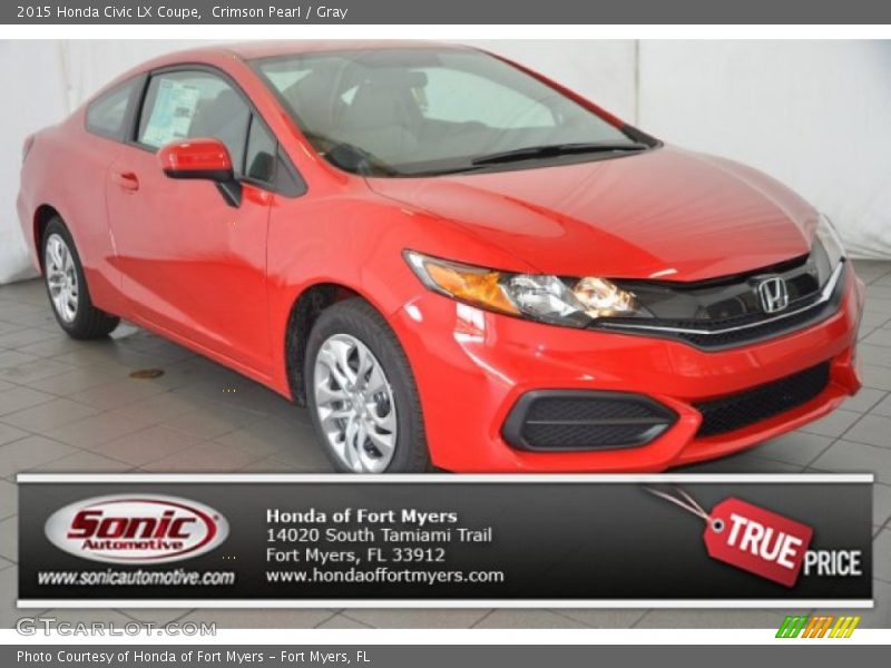 Crimson Pearl / Gray 2015 Honda Civic LX Coupe