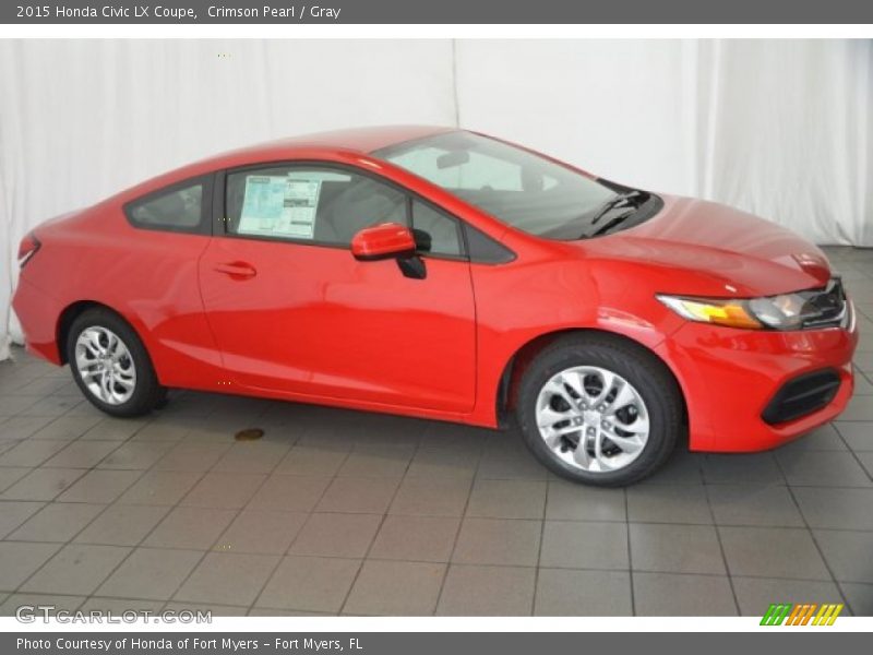 Crimson Pearl / Gray 2015 Honda Civic LX Coupe