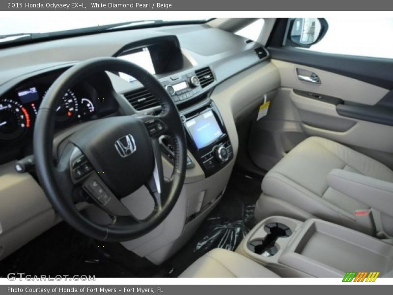 White Diamond Pearl / Beige 2015 Honda Odyssey EX-L