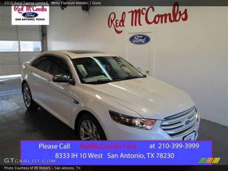 White Platinum Metallic / Dune 2015 Ford Taurus Limited