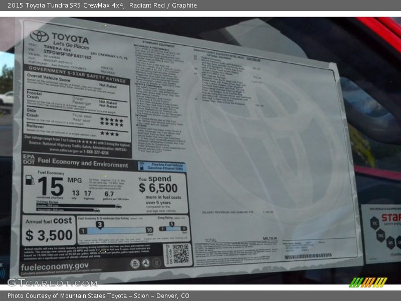 Radiant Red / Graphite 2015 Toyota Tundra SR5 CrewMax 4x4