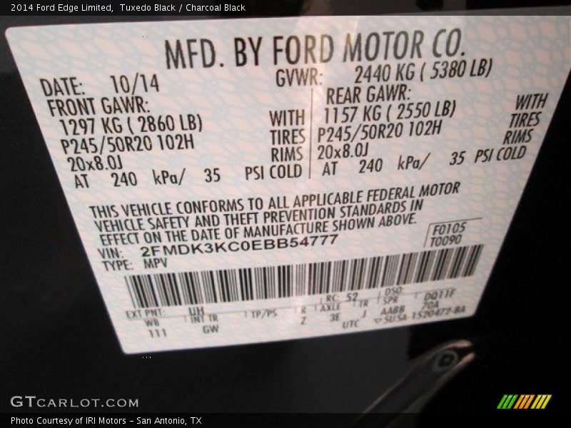 Tuxedo Black / Charcoal Black 2014 Ford Edge Limited