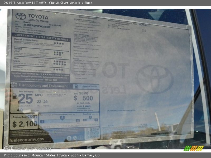 Classic Silver Metallic / Black 2015 Toyota RAV4 LE AWD