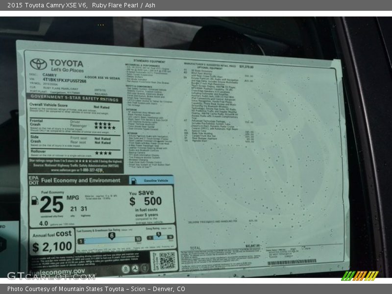 Ruby Flare Pearl / Ash 2015 Toyota Camry XSE V6