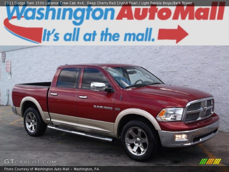 Deep Cherry Red Crystal Pearl / Light Pebble Beige/Bark Brown 2011 Dodge Ram 1500 Laramie Crew Cab 4x4