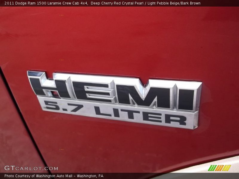 Deep Cherry Red Crystal Pearl / Light Pebble Beige/Bark Brown 2011 Dodge Ram 1500 Laramie Crew Cab 4x4