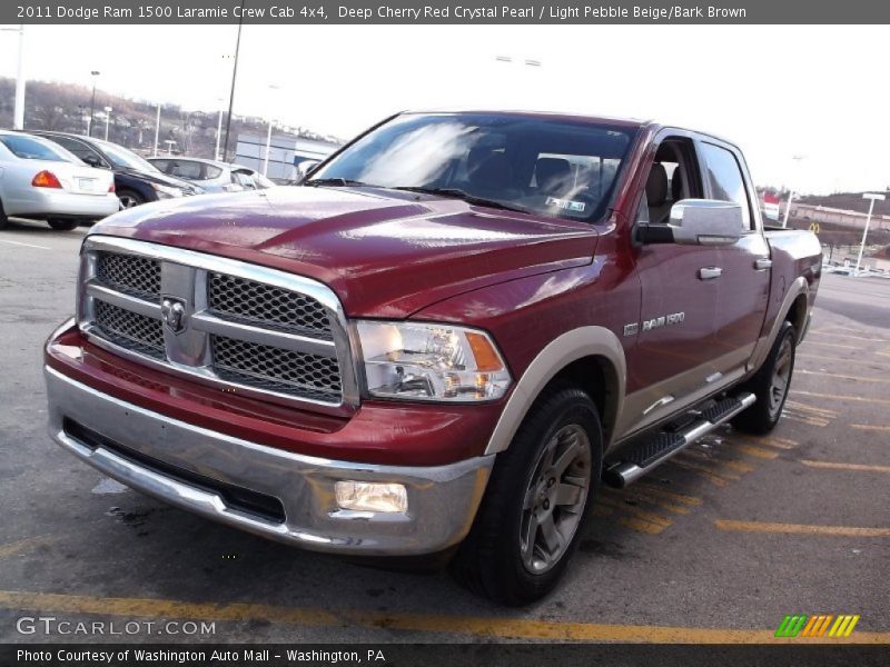 Deep Cherry Red Crystal Pearl / Light Pebble Beige/Bark Brown 2011 Dodge Ram 1500 Laramie Crew Cab 4x4