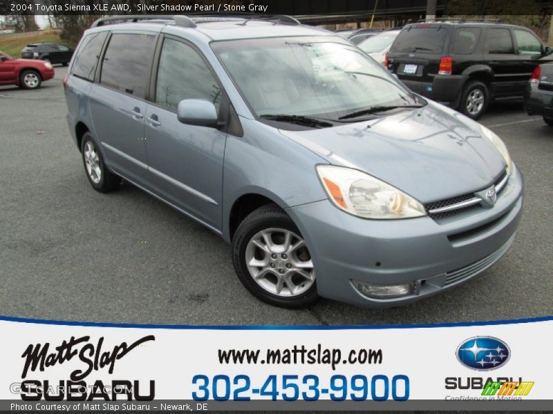 Silver Shadow Pearl / Stone Gray 2004 Toyota Sienna XLE AWD