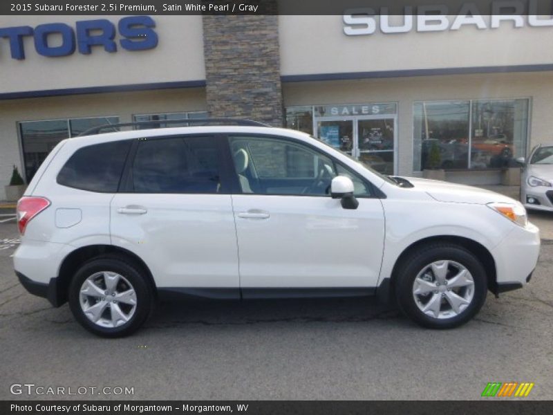 Satin White Pearl / Gray 2015 Subaru Forester 2.5i Premium