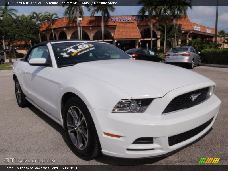 White / Medium Stone 2014 Ford Mustang V6 Premium Convertible