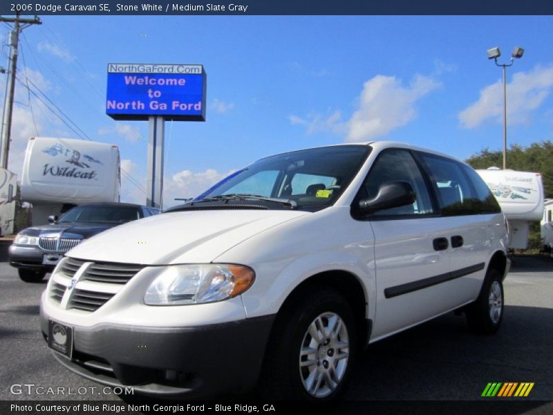 Stone White / Medium Slate Gray 2006 Dodge Caravan SE