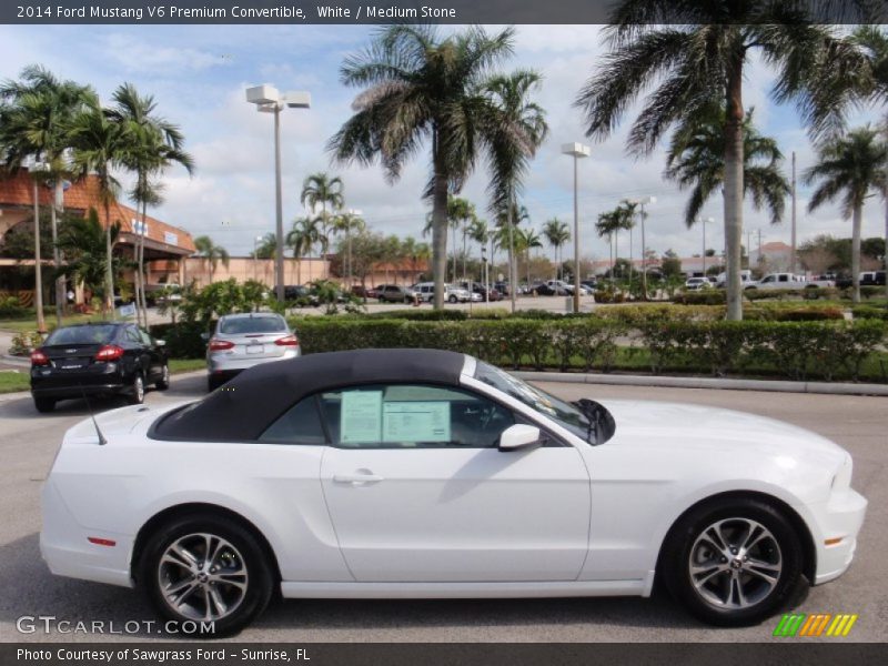 White / Medium Stone 2014 Ford Mustang V6 Premium Convertible