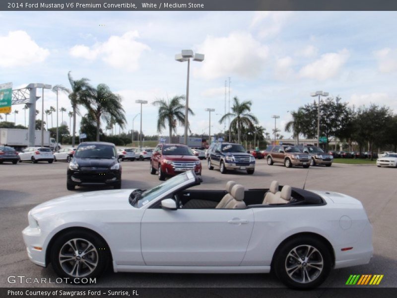 White / Medium Stone 2014 Ford Mustang V6 Premium Convertible