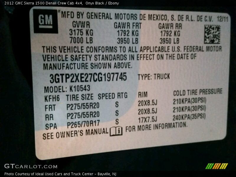 Onyx Black / Ebony 2012 GMC Sierra 1500 Denali Crew Cab 4x4